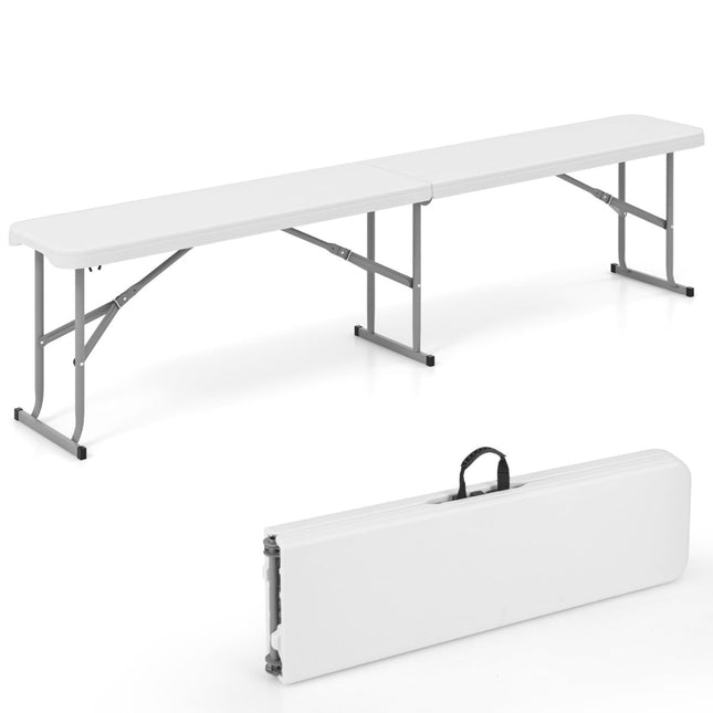 Folding Outdoor Bench, 182 cm, White, Portable & Durable