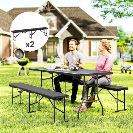 Folding Outdoor Bench, HDPE, 240 kg Capacity, Black