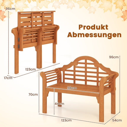 Folding Outdoor Wooden Bench, Acacia Wood, 123x54x96 cm