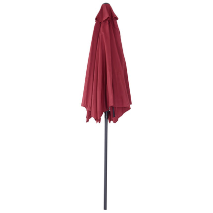 Red folding parasol, hand crank, 2.7 m aluminum frame