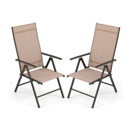Folding Patio Chairs Set of 2, 7-Position, 180 kg, Brown
