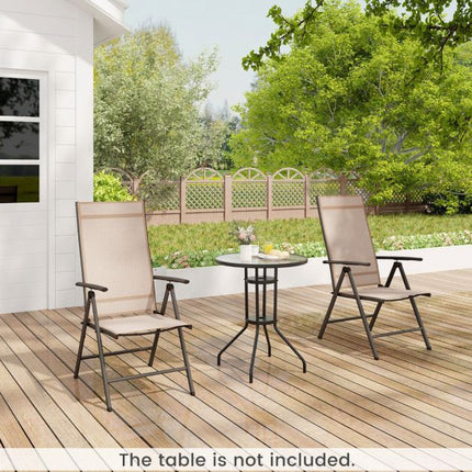 Folding Patio Chairs Set of 2, 7-Position, 180 kg, Brown