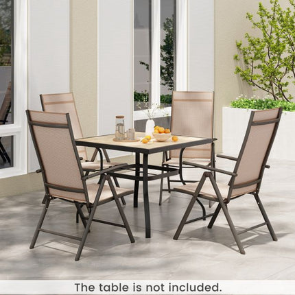 Folding Patio Chairs Set of 2, 7-Position, 180 kg, Brown