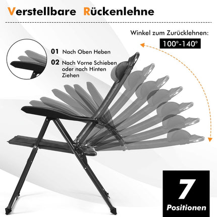 Folding Patio Chairs, Set of 2 – Adjustable Backrest