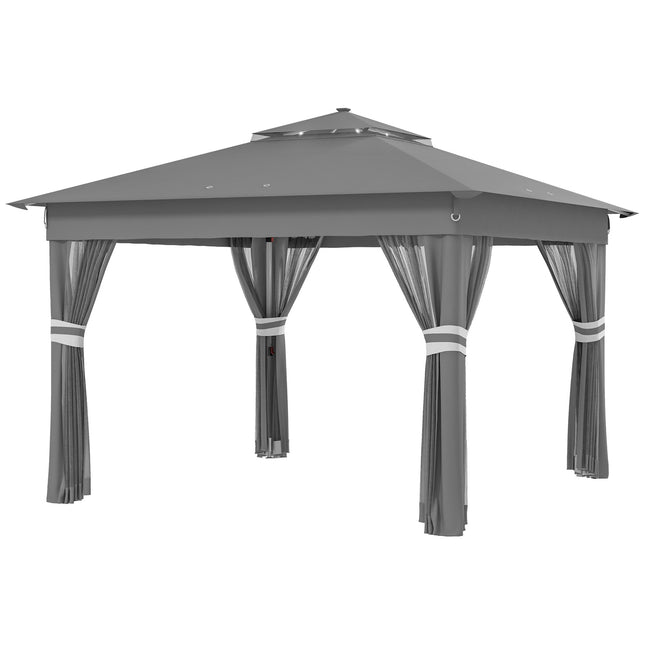 Collapsible garden pavilion 3x3m with LED & Curtains