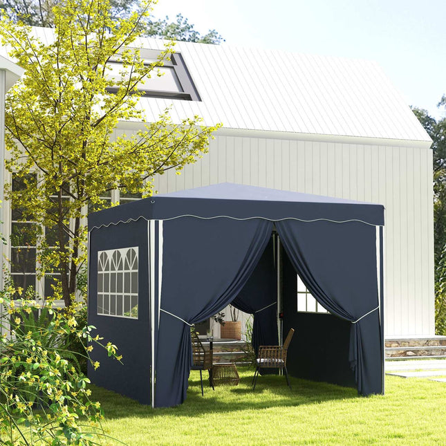 Blue folding pavilion 3x3m, UV protection, side walls