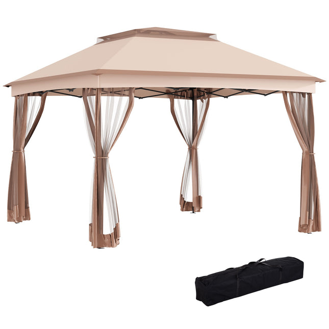 Pop-up garden tent with side walls, Khaki, 3.25x3.25x2.65M