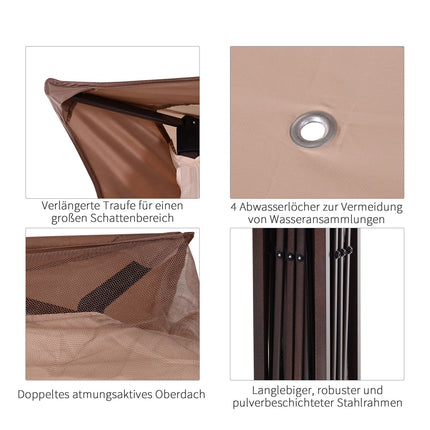 Pop-up garden tent with side walls, Khaki, 3.25x3.25x2.65M