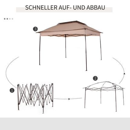 Pop-up garden tent with side walls, Khaki, 3.25x3.25x2.65M