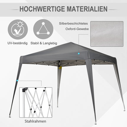 Collapsible party tent with carrying bag, 2.4x2.4M Steel grey