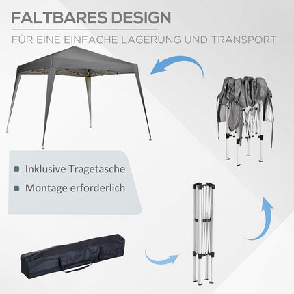 Collapsible party tent with carrying bag, 2.4x2.4M Steel grey