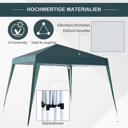 Green steel folding pavilion tent with carrying bag 2.4x2.4M