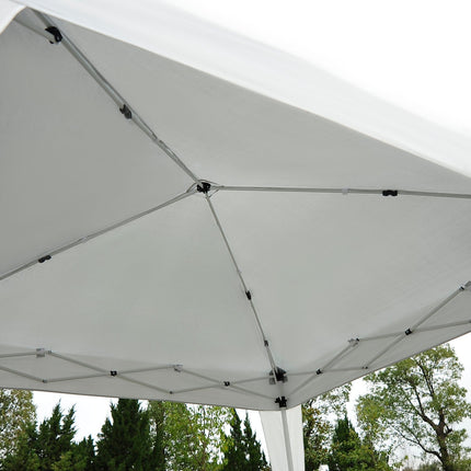 White folding pavilion tent in steel with carrying bag, 2.4x2.4M