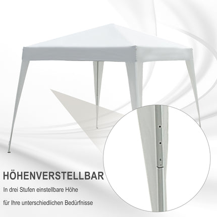 White folding pavilion tent in steel with carrying bag, 2.4x2.4M