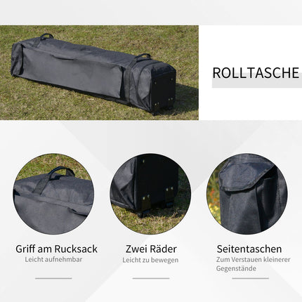 Gray pop-up garden pavilion tent with roller bag, 3.64x3.64m