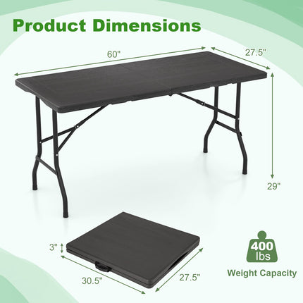 Folding Picnic Table, HDPE Wood Grain, 152x70cm