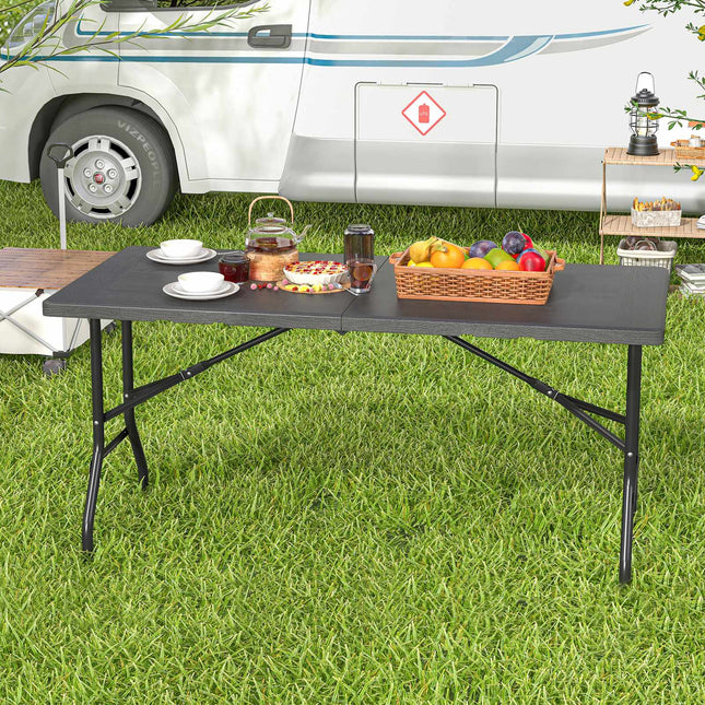 Folding Picnic Table, HDPE Wood Grain, 152x70cm