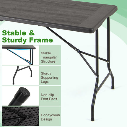 Folding Picnic Table, HDPE Wood Grain, 152x70cm