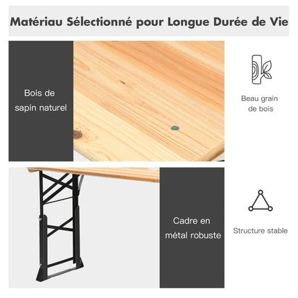 Folding Picnic Table, Wood, Adjustable Height, Umbrella Hole