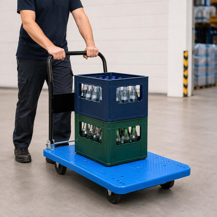 Folding Platform Trolley, 300kg Capacity - Blue