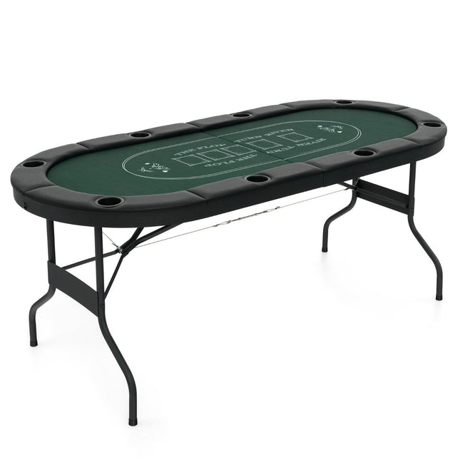 Opvouwbare pokertafel voor 8 spelers met bekerhouders