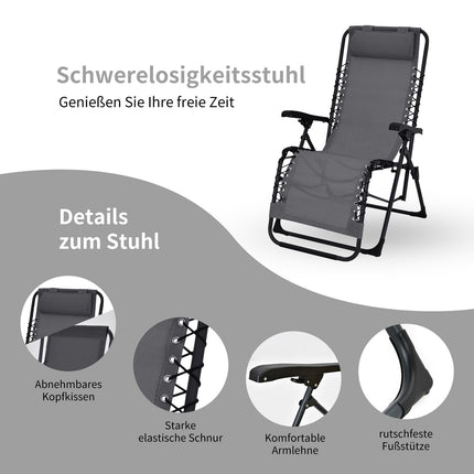 Folding Reclining Patio Chair Set, 2 Chairs and Table