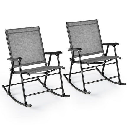 Folding Rocking Chairs Set of 2, Breathable Fabric, Metal Frame