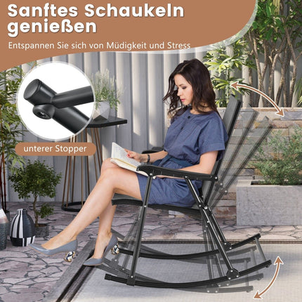 Folding Rocking Chairs Set of 2, Breathable Fabric, Metal Frame