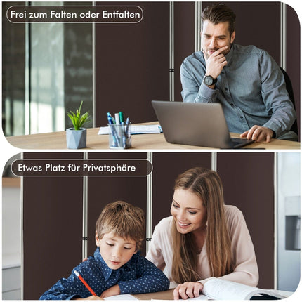 Folding Room Divider, 4 Panels, 221x188 cm, Brown