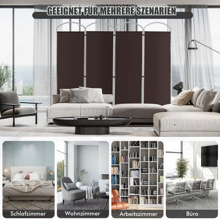 Folding Room Divider, 4 Panels, 221x188 cm, Brown