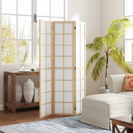 Folding Room Divider Privacy Screen, Pine Wood, 120x170 cm