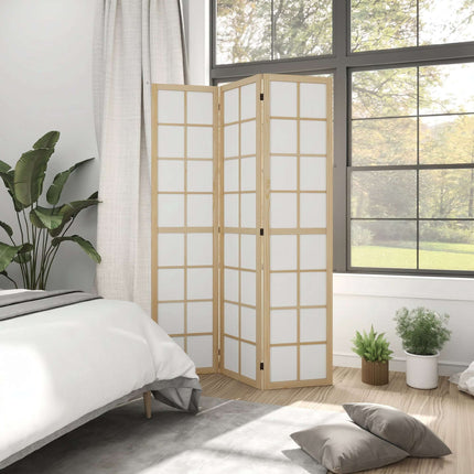 Folding Room Divider Privacy Screen, Pine Wood, 120x170 cm