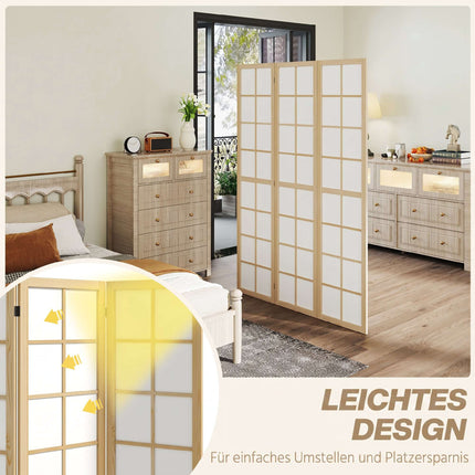 Folding Room Divider Privacy Screen, Pine Wood, 120x170 cm