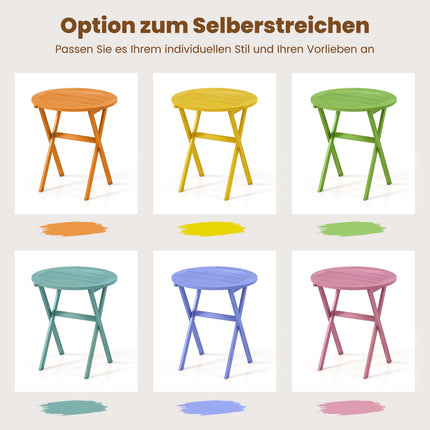 Folding Round Acacia Wood Garden Table, 67 cm Diameter