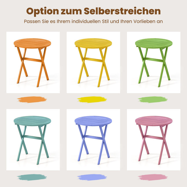 Folding Round Acacia Wood Garden Table, 67 cm Diameter