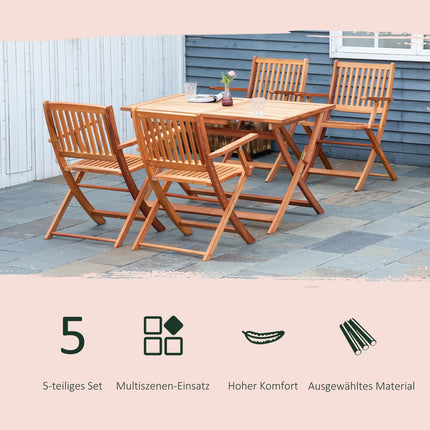 4-person folding outdoor seating, natural poplar wood