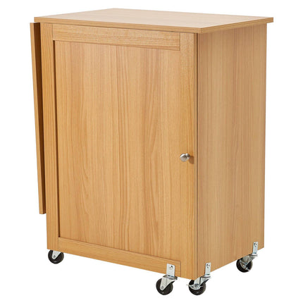 Folding Sewing Table Cabinet, 88.2 lb Capacity, 5 Wheels, Wood Color