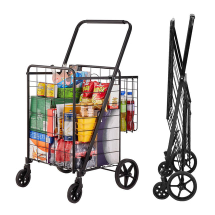Folding Shopping Cart, Double Baskets, 50 kg Capacity