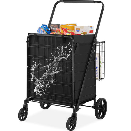 Folding Shopping Cart, Waterproof Liner, Dual Basket
