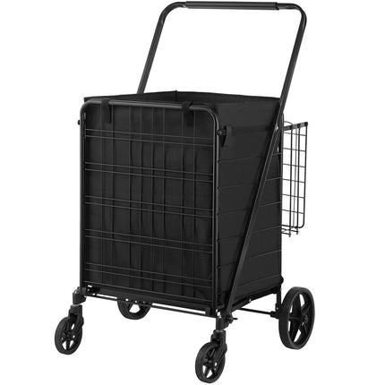 Folding Shopping Cart, Waterproof Liner, Dual Basket