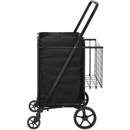 Folding Shopping Cart, Waterproof Liner, Dual Basket
