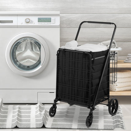 Folding Shopping Cart, Waterproof Liner, Dual Basket