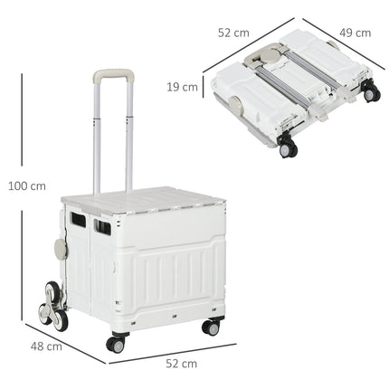 Folding shopping trolley, telescopic handle, stair climbing, 80 kg capacity, white