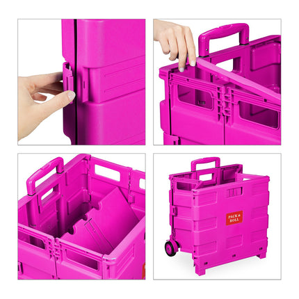 Folding Shopping Trolley with Telescopic Handle, 35kg Capacity