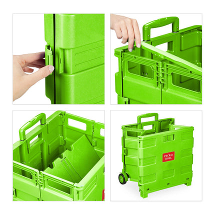 Folding Shopping Trolley with Telescopic Handle, 35kg Capacity