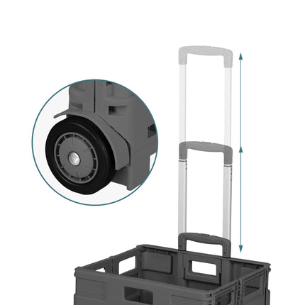 Folding Shopping Trolley with Telescopic Handle, Anthracite