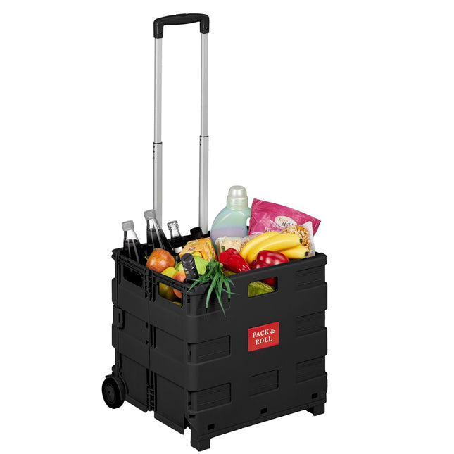 Folding Shopping Trolley with Telescopic Handle, Black