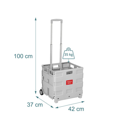 Folding Shopping Trolley with Telescopic Handle, Light Grey