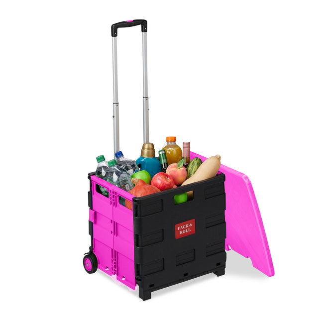 Folding Shopping Trolley with Wheels, 35kg Capacity