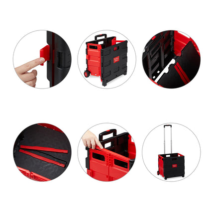 Folding Shopping Trolley with Wheels, 35kg Capacity